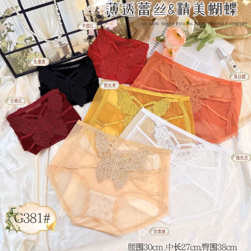 47.5-75kg Plus Size Sexy Lace Briefs for Women, Hollow-Out Temptation Transparent Mesh Women's Briefs
