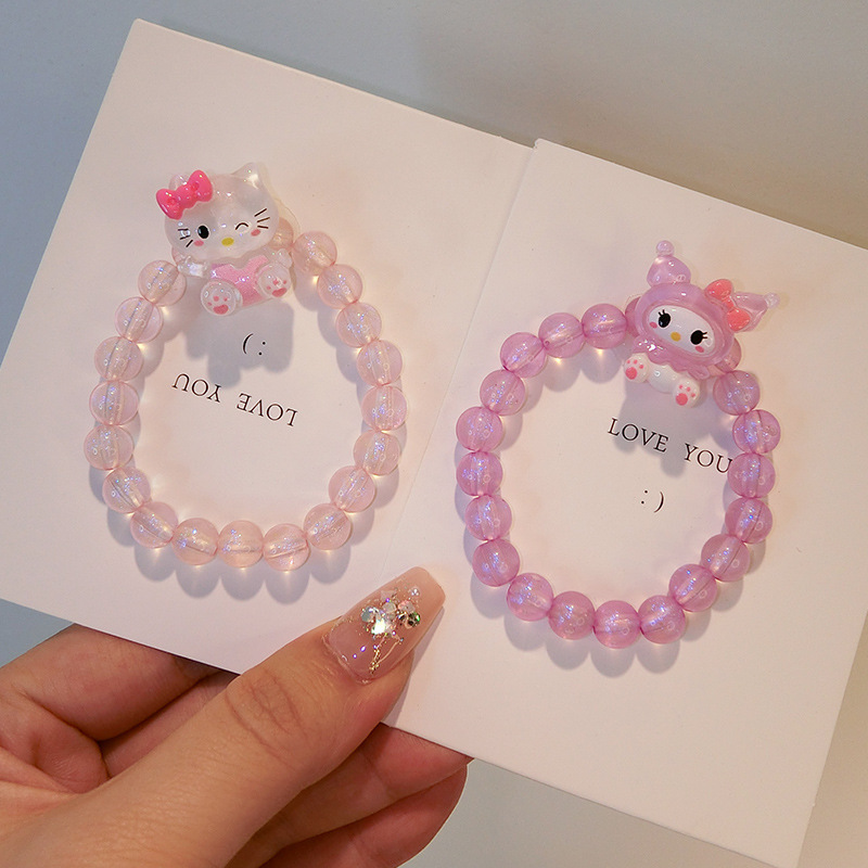 Sanrio Dopamine Luminous Beads 2024 New Cute Cartoon Children's Girls Bracelet Sweet Girls Bracelet