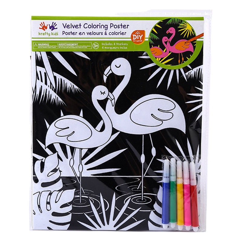 Foreign Trade Children's Coloring Book, Toddler Watercolor Marker Coloring Book, DIY Flocking Book