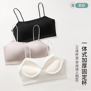 Thickened 4CM Chest Pad Summer Vest Style Women's Inner Basing Outer Wear Beautiful Back Bra One-piece Fashionable Tube Top Underwear