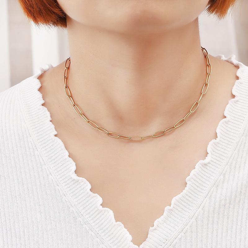 12g Weight Simple Style Solid Color Stainless Steel Plating Chain Necklace