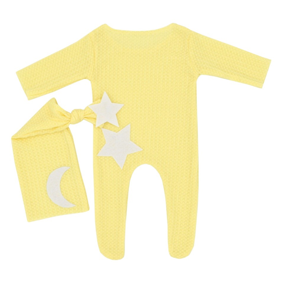 Recién Nacido fotografía ropa estrella Luna decoración punto mono larga cola sombrero de dos piezas conjunto traje estudio fotografía ropa