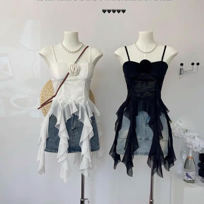 Irregular Lace Lace Niche Camisole Vest with Chest Pad External Wear All-match Beautiful Back Elegant Hot Girl Top for Women