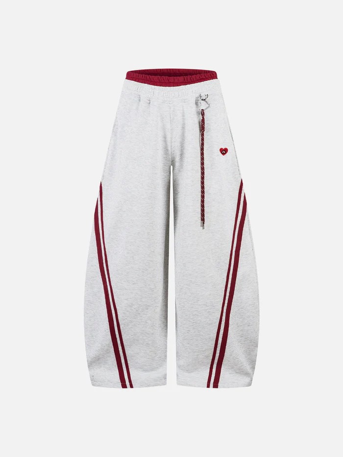 Pantalones Deportivos con Bordado y Efecto Dos Piezas para Mujer de Algodón Holgados para Deportes y Uso Casual