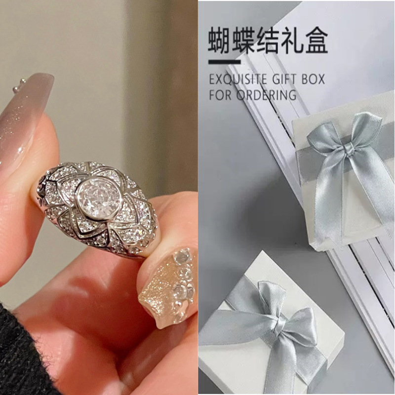 절묘한 선물 상자와 함께 제공됩니다 - 궁전 복고풍 스타일 반지 - 인증서 포함