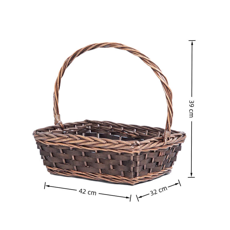 갈색 광택 직사각형 이탈리아 바구니 3개 세트, 대형