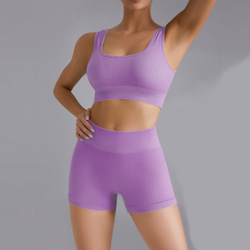 European and American seamless yoga clothing set for women quick-drying sports fitness clothing yoga vest tight high-waisted yoga pants shorts