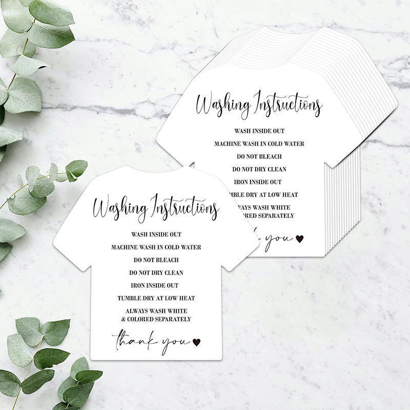 200 张 T 恤洗涤说明卡洗涤护理卡衣服清洁说明插入客户方向卡