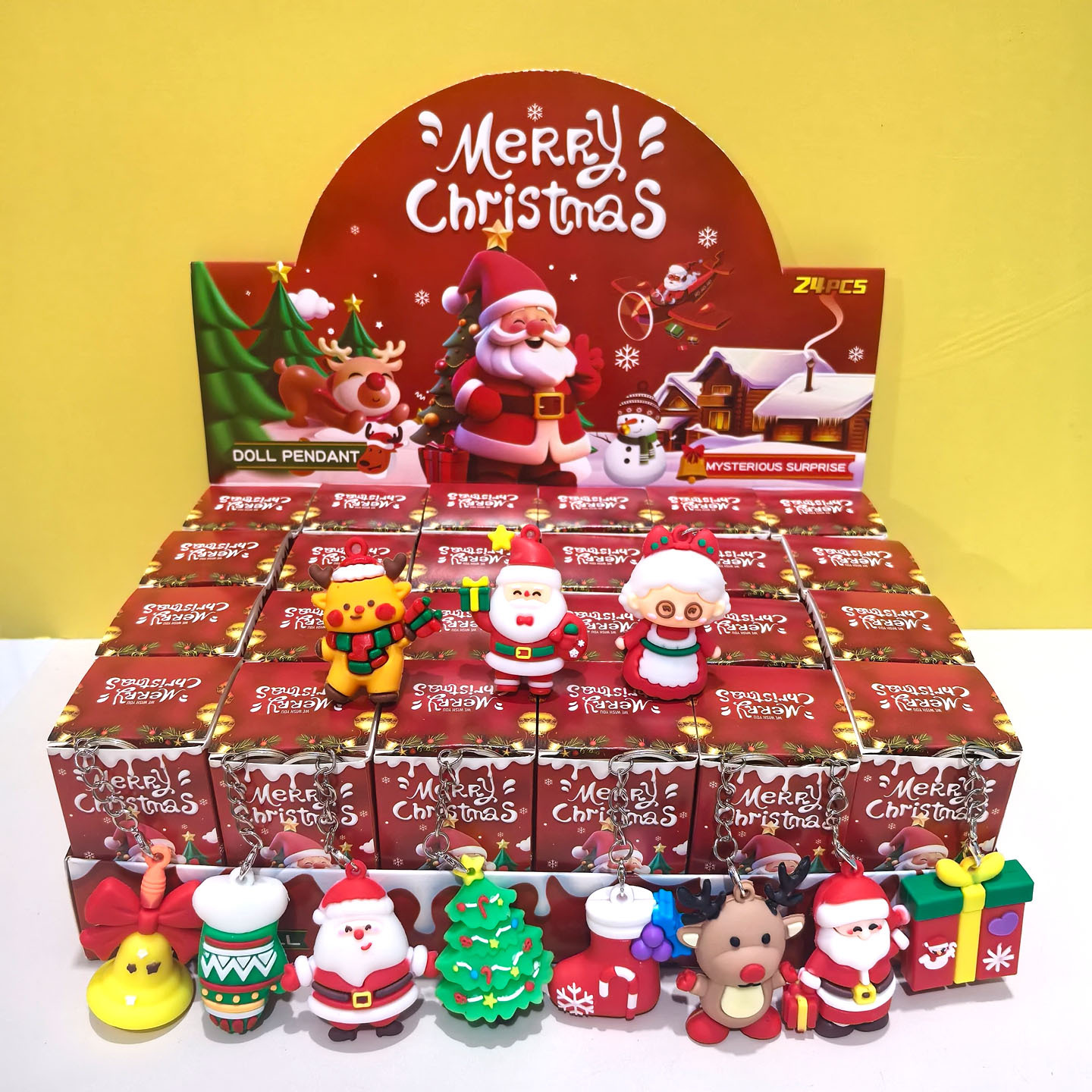 Cross-Border Christmas Santa Claus Keychain Gift Christmas Tree Bell Pendant Elk Doll Children's Blind Box