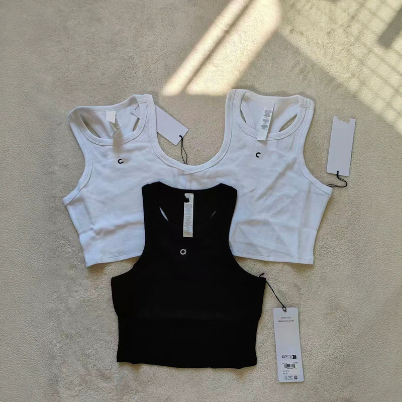 Spring/Summer New Letter Print Ribbed Knit Vest for Women, Elastic Sports Yoga Slimming Slim-Fit Women's Vest Spring/Summer New Letter Print Ribbed Knit Vest for Women, Elastic Sports Yoga Slimming Slim-Fit Women's Vest
