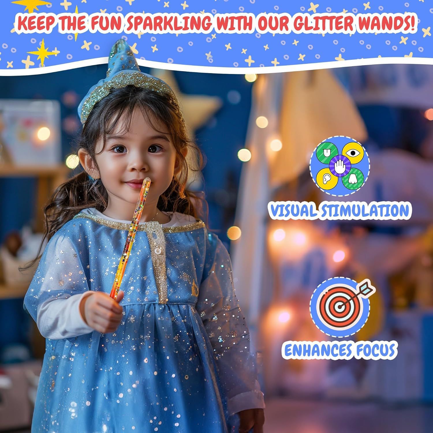 Flashing wand sensory toy stress relief toy ABC colored flashing wand liquid relaxation therapy toy