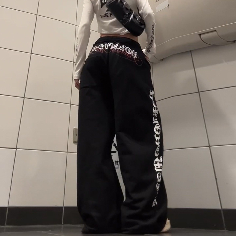 American Gothic Style Sweatpants for Women, Autumn and Winter New Loose Wide-Leg Pants, Drapey Floor-Length Pants, Jazz Dance Pants