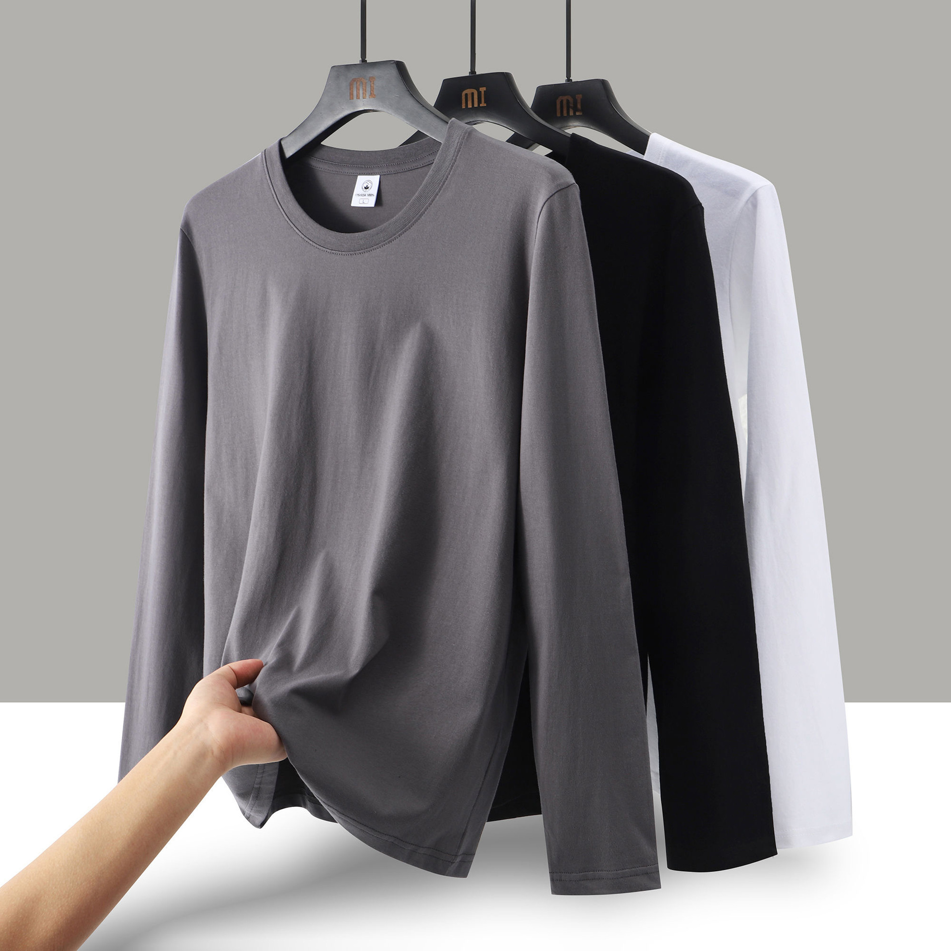 Multicolor opcional delgada camiseta de manga larga chaqueta de otoño T base cultura coreana universal obligatorio chaqueta de hombre un cabello