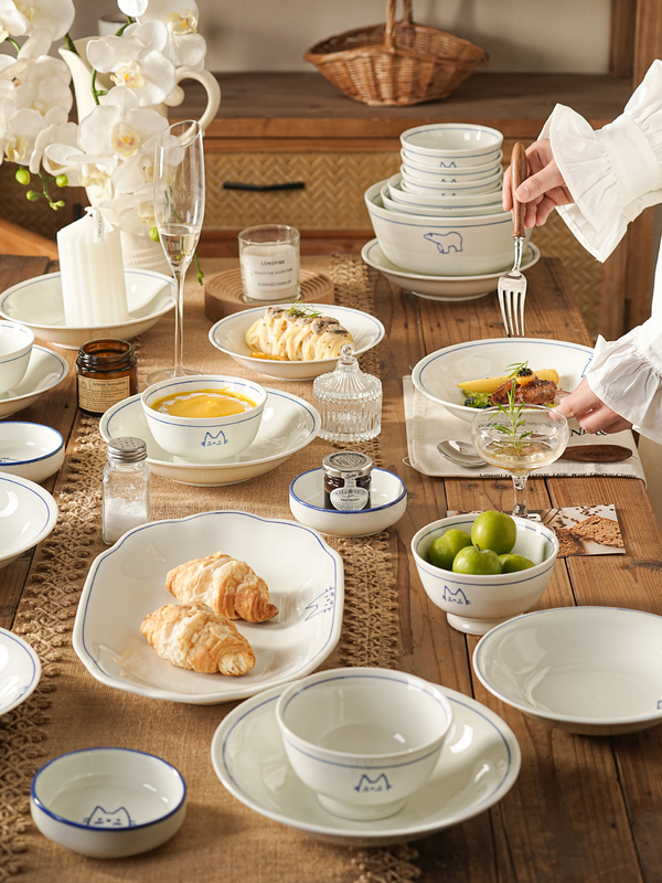 ♔ Ceramic Dinnerware Set for Home Use 2025 New Model High Aesthetic Bowls and Plates Housewarming Wedding Gift Set