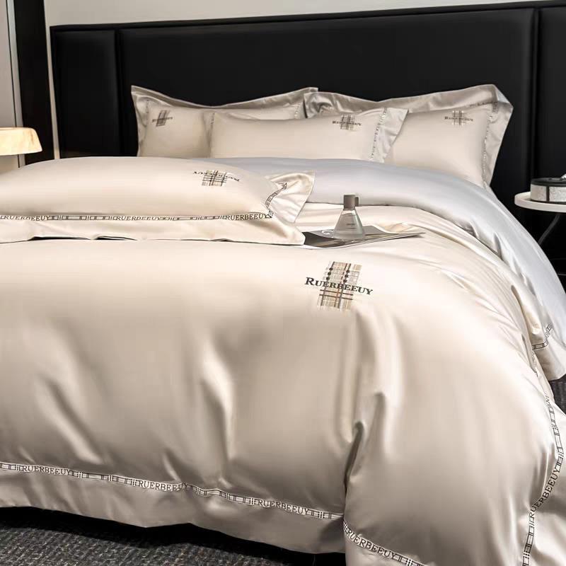New high-end luxury long-staple cotton four-piece set, 100% pure cotton bed sheet, duvet cover, fitted sheet, all-season bedding 4 New high-end luxury long-staple cotton four-piece set, 100% pure cotton bed sheet, duvet cover, fitted sheet, all-season bedding 4