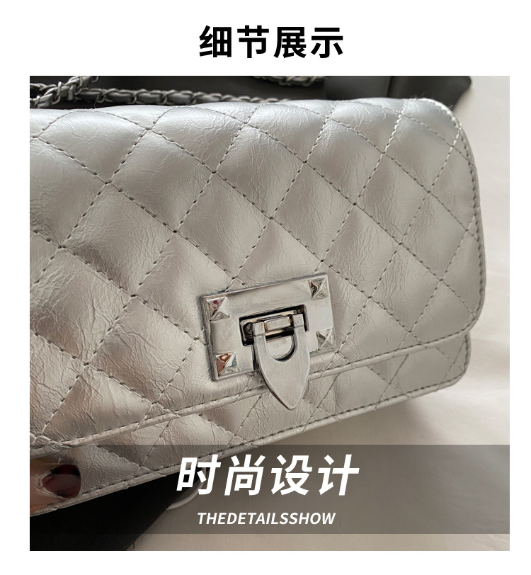 The diamond-patterned embroidered thread fashionable and elegant lock buckle elegant small bag for women's 2024 autumn new style versatile ins crossbody bag for women Application Scenario