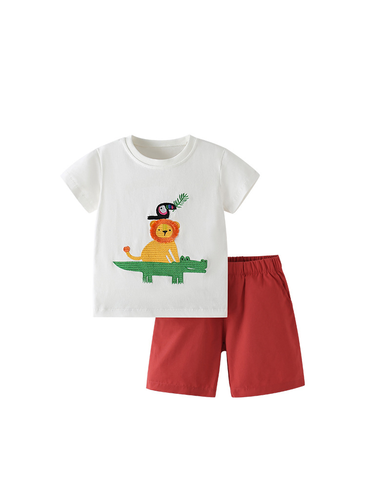 Traje de niño malwee transfronterizo verano nuevo traje de dos piezas casual de manga corta con cuello redondo para niños europeos y americanos