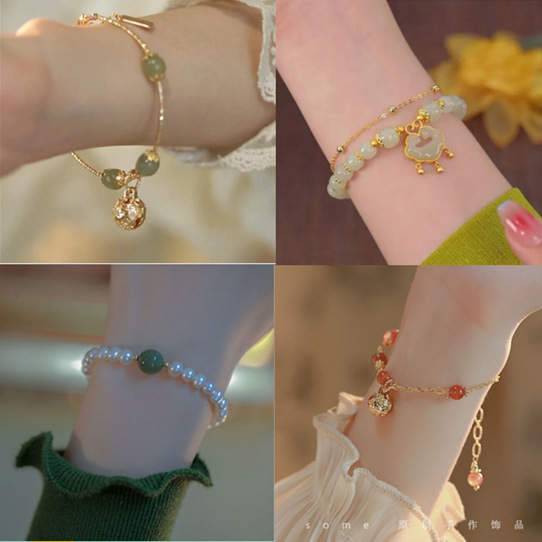 ins special-interest design girlfriends national style gold silk bell pendant girlfriends bracelet female girlfriends niche bracelet female