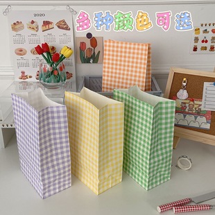 Xiaohongshu Desktop Storage Paper Bag Cute Girly Heart Gift Bag Ins Style Colorfulful Plaid Gift Bag Storage Bag