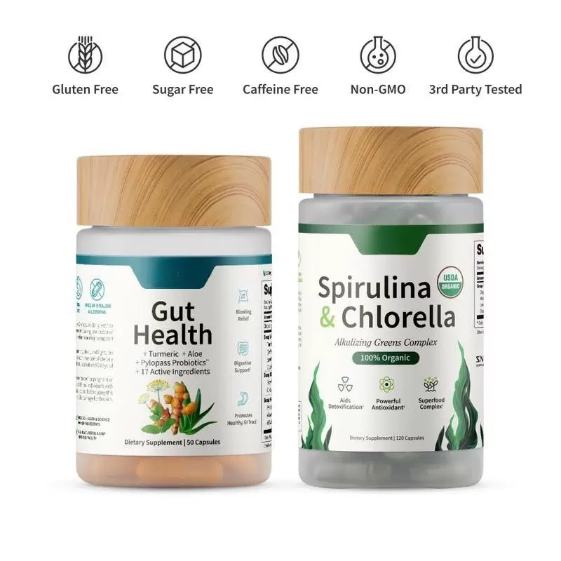 Spot Tk Hot Selling Intestinal Health & Blue Algae and Spirulina Natural Supplement Set Prebiotic Dietary Supplement