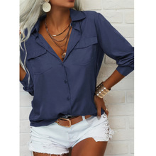 V 65917 Autumn-winter lapel long-sleeve shirt �ﶬ���쳤���