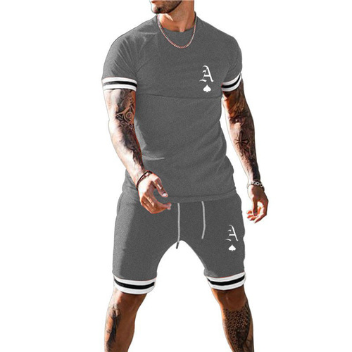 Men's sportswear set, men's fitness set for internal sale, men's summer short-sleeved shorts set