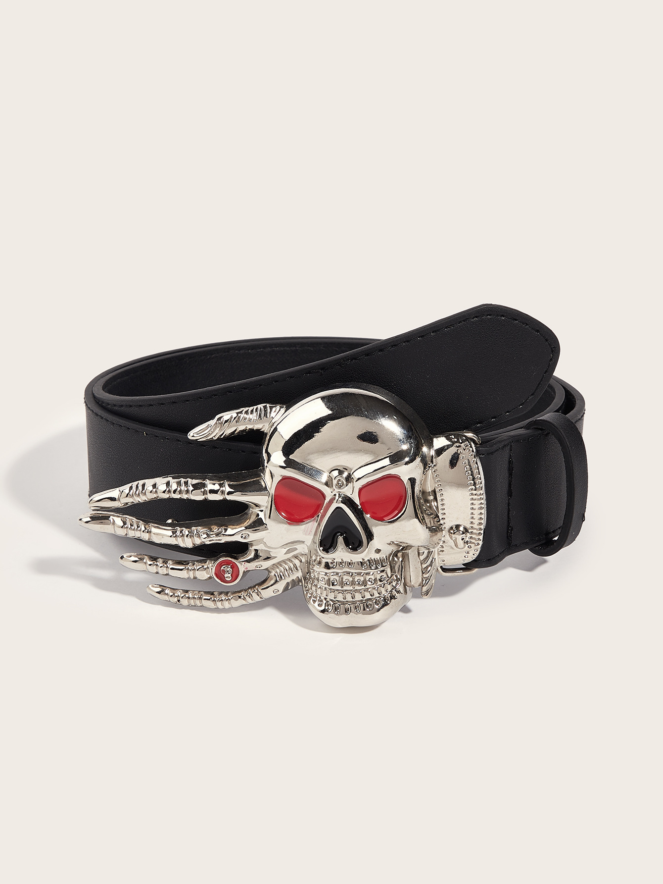 Party, Street Occasion Pu Leather, Alloy Material Hip-Hop Exaggerated Punk Skull Pu Leather Alloy Unisex Leather Belts