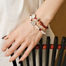 夏季新品天然白松石手串编织手链原创小众设计师手工银手链