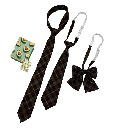 Wholesale brown tie for women jk Japanese college style free dk tie for men retro short lazy plaid small bow tie