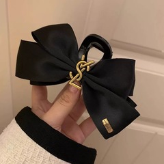 黑色蝴蝶结抓夹女复古法式小香风后脑勺盘发鲨鱼夹公主头发夹发饰