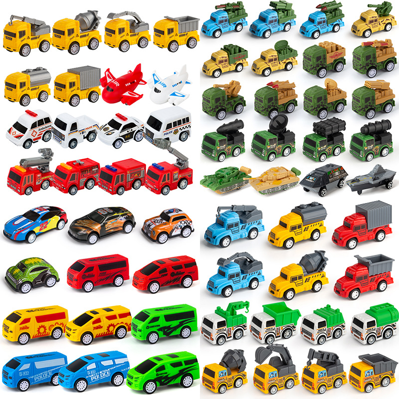 儿童回力惯性小汽车男女孩飞机工程消防模型套装批发迷你交通玩具