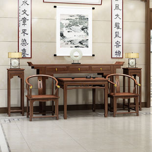 Rural nave six-piece solid wood antique furniture Taishi chair four-piece table Buddhist table eight fairy table special price