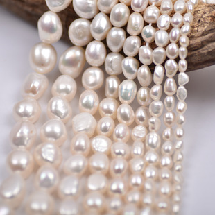 Strong light two-sided light straight hole Baroque Zhuji natural freshwater pearl beads handmade diy necklace accessories wholesale