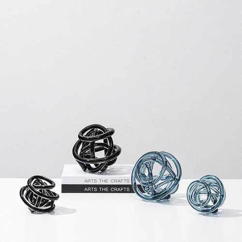 Modern Minimalist Colorful Glass Circle Rod Sphere Designer Showroom Living Room TV Stand Coffee Table Decorative Item Ornament