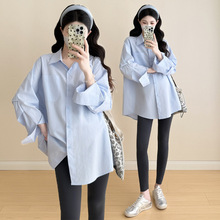 2025孕妇装秋季新款韩版棉中长款大码休闲衬衫时尚潮妈
