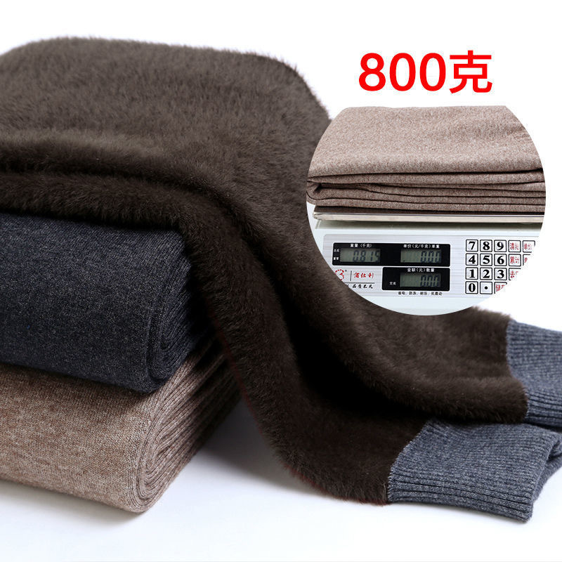 남성용 따뜻한 바지 밍크 울 바지 남자 가을과 겨울 두꺼운 울 바지 여자의 높은 허리 스트레치 울 바지 캐시미어 바지