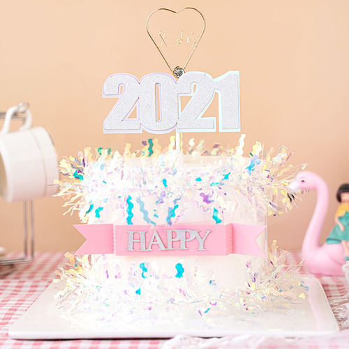 Cake rain thread bright edge Valentine's Day gold thread flower edge baking decoration birthday festival colorful edge