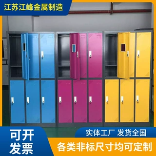 彩色钢制更衣柜浴室健身房存包存鞋储物柜六开门多层带锁智能柜子