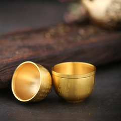 Brass rice cylinder Baifu cylinder Baifu cup study office small ornaments brass crafts carved with the word "Fu"