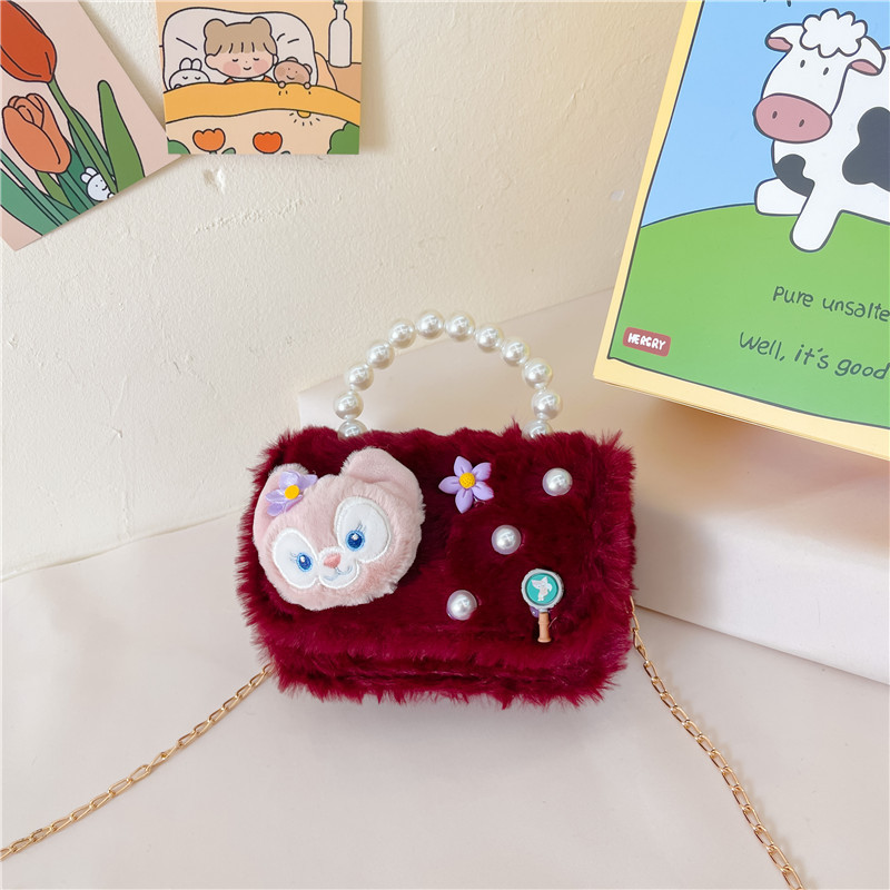 Chanel estilo princesa flor accesorios bolsa conejito bolso de hombro del niño Bolsa de felicitación de Año Nuevo estilo coreano bolsa de mensajero de los niños de dibujos animados