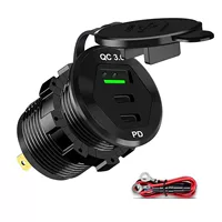 Металлическое QC3.0+ двойная PD быстрая зарядка зарядное устройство для мобильного телефона, автомобиль, мотоцикл и судно модификация, трёхпортовая быстрая зарядка розетка