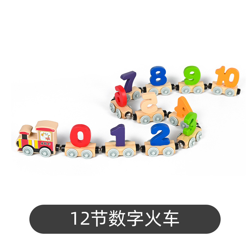 Juguetes de madera de los niños 12-Section magnético digital montado color madera tren Juguetes
