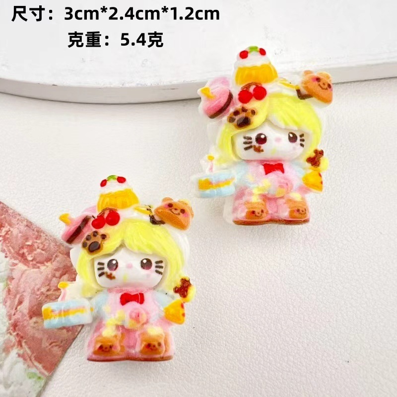 卡通可爱少女喵喵树脂配件手工diy发夹钥匙扣手机链萌粒挂饰品批|undefined