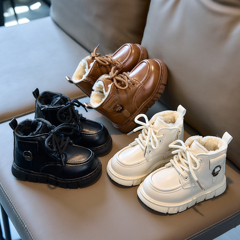 Autumn Winter Children's Snow Boots Fleece Lined Warm Cotton Shoes Boys Little Yellow Girls Big Cotton Martin Boots_voghion.com
