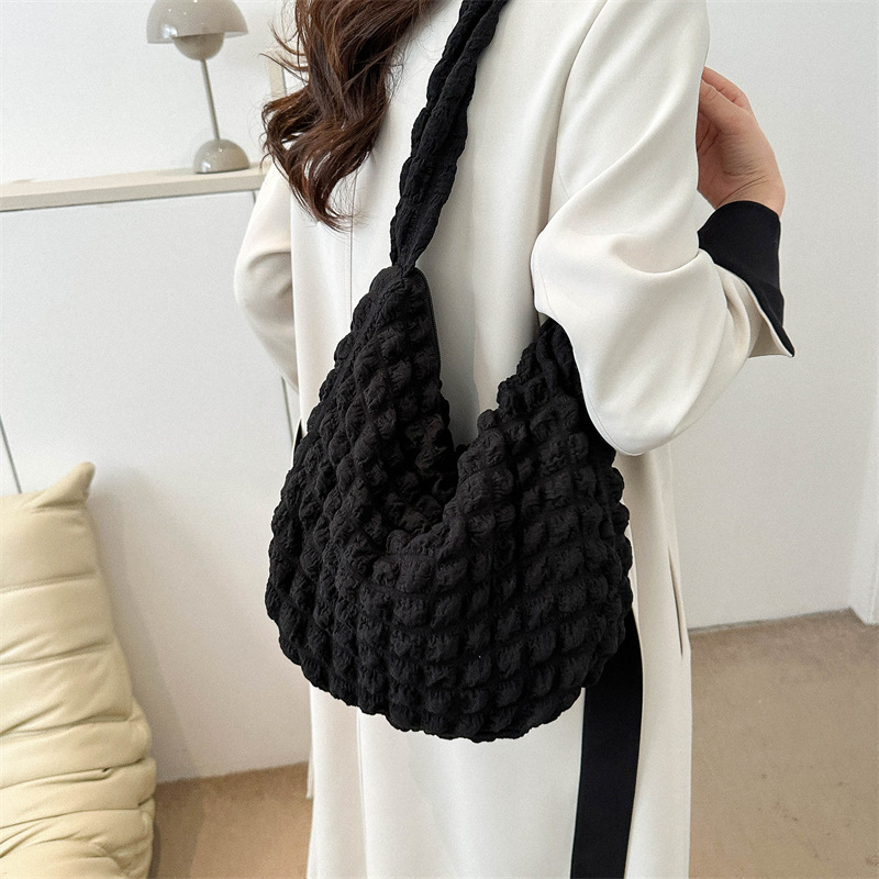 Coreano ins pliegue nubes bolsa de tote marea de gran capacidad suave mochila para chicas bolsas de soplado simple de color sólido