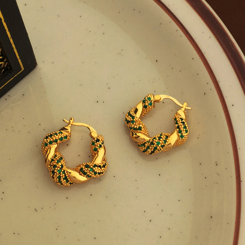 Fashion Geometric Copper Hoop Earrings Plating Zircon Copper Earrings