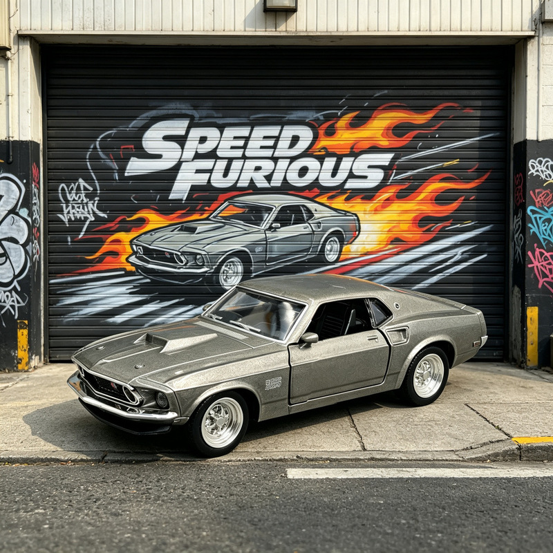 Ma Ke Da 5inch Ford Mustang Boss 429 1969 Alloy Car Model, Pull-Back Action, Openable Doors, Vintage Sports Car