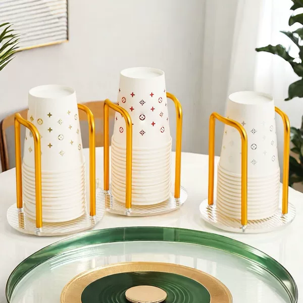 Acrylic Drain Cup Holder Light Luxury Gold Kitchen Living Room Desktop Tea Cup Wine Glass Hanging Storage Organizer