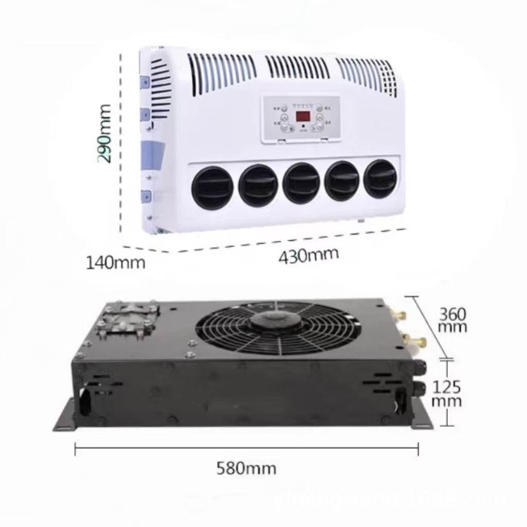 Truck modification 12V24V parking air conditioner hidden 12V car intelligent variable frequency refrigeration air conditioner excavator crane