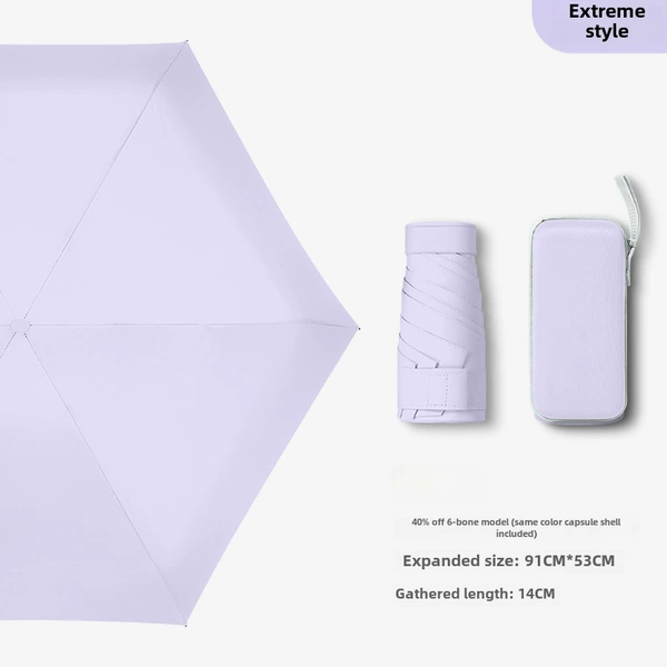 Light purple - 6 fold flat umbrella + small square shell, thickened black glue